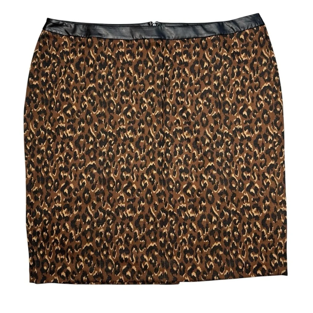 NWT New Talbots Jacquard Pencil Fall Leopard Skirt Size 18WP